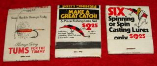 12 Vintage Tums Matchbooks w/ Fly Fishing Lure Advertising Themes,  3 Bonus 3