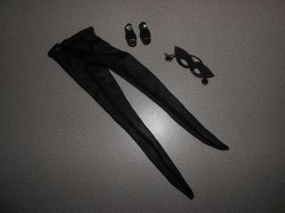 Vintage Barbie Masquerade Black Panty Hose,  Mask & Black Open Toe Shoes