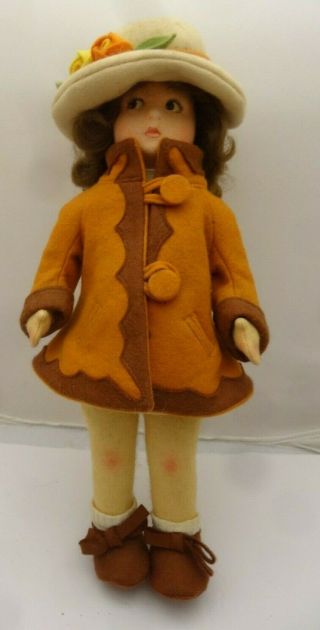 Vintage Italian - Lenci Felt Doll,  Tagged,  13 "