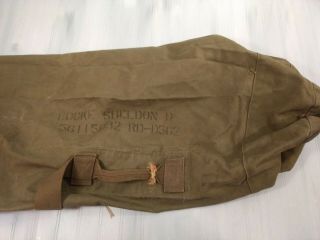 Vintage Us Army Large Canvas Duffel Bag Post Wwii All Cotton Canvas Nonylon