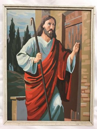 Vintage Paint By Number Pbn Jesus Christ Framed 12”x16”