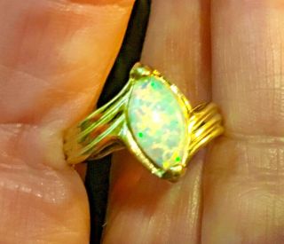Vintage Rolled Gold On Sterling Silver Fiery Opal Ring Size 5.