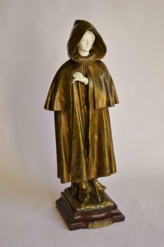 Unusual Antique 19thc French Gilt Bronzed Statue " The Shepherdess " James Pradier