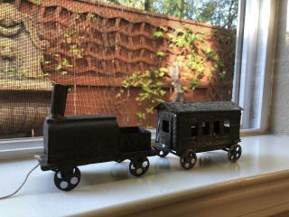 Antique Vintage American Pressed Tin Toy Train 1880s Pull 2