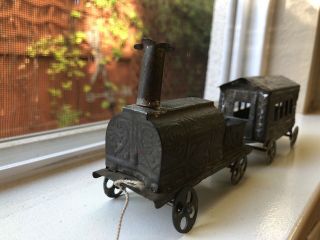 Antique Vintage American Pressed Tin Toy Train 1880s Pull 3