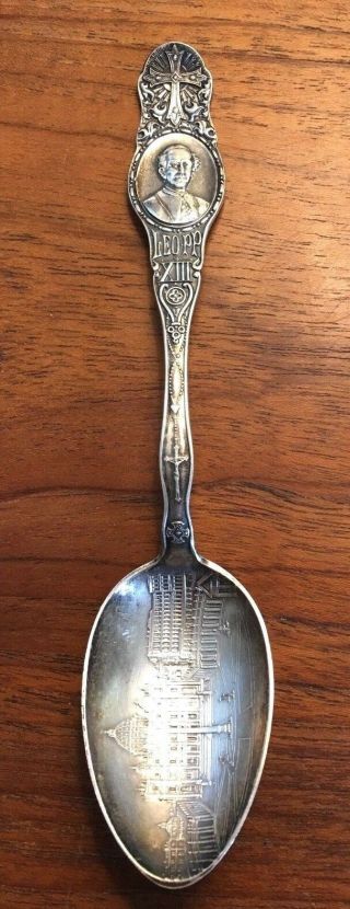 Antique Sterling Silver Souvenir Spoon Pope Leo Xiii 1891 Vatican Buy It Now