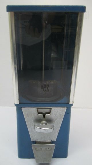 Vtg Oak Gumball Candy Commercial Dispensing Machine 25 Cent Blue Parts Repair