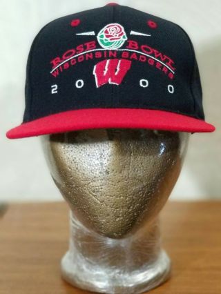 Ncaa Vtg Wisconsin Badgers Football Hat Cap 2000 Rose Bowl Snapback Headmaster