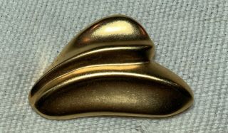 Vintage Signed Robert Lee Morris 24 Carat Matte Gold Plate Modernist Pin Brooch