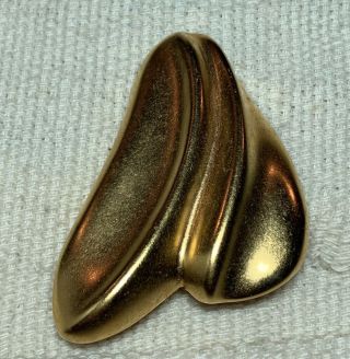Vintage Signed ROBERT LEE MORRIS 24 carat Matte Gold Plate Modernist Pin Brooch 2
