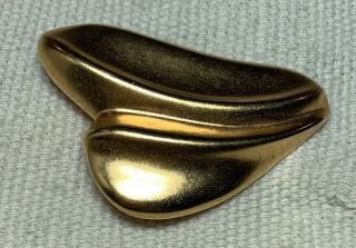 Vintage Signed ROBERT LEE MORRIS 24 carat Matte Gold Plate Modernist Pin Brooch 3