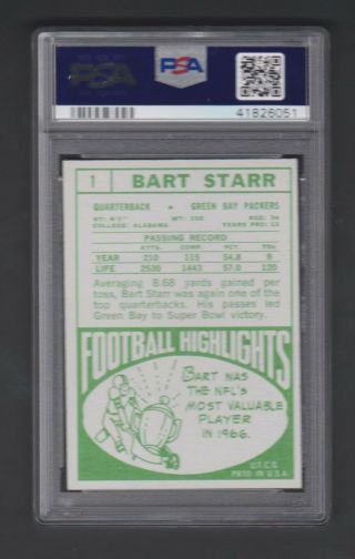 1968 Topps Bart Starr 1 PSA 7 NM Green Bay Packers HOF Hall of Famer 2