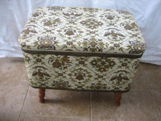 Vintage Redmon Storage Sewing Bench Footstool Craft Box Americana