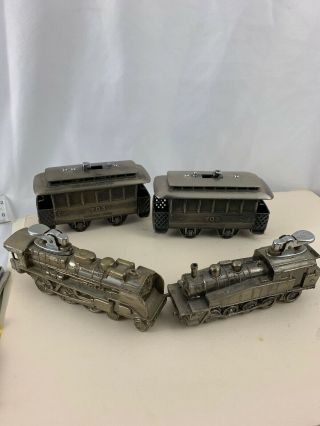 4 Vintage Figural Table Lighters 2 Train Locomotives 2 Cable Cars Made In Japan