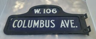 Antique York City Street Sign,  Columbus Ave At W 106 St,  2 - Sided,  24 " X 12¾ "
