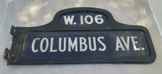 Antique York City Street Sign,  Columbus Ave at W 106 St,  2 - sided,  24 