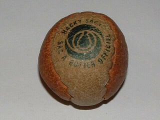 Rare " Double Stamp " Tan 2 - Panel Leather Vintage Hacky Sack Footbag Eng.  /french