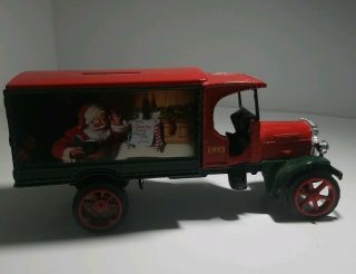 Vintage " 1993 " Coca - Cola Die - Cast Metal " Christmas Santa Claus " Truck Bank