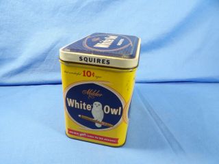 Vintage White Owl Squires Tin Cigar Box | Advertising | Yellow Blue | Empty 3