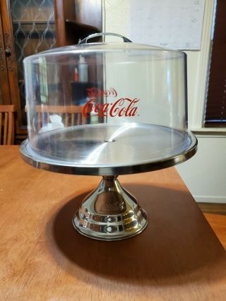 Vintage Coca - Cola Coke Cake Stand & Cover Set