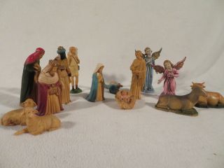 Vintage Christmas Nativity Creche Set Signed Art Plastics Hong Kong 12 Piece Set