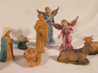 Vintage Christmas Nativity Creche Set Signed Art Plastics Hong Kong 12 Piece Set 3
