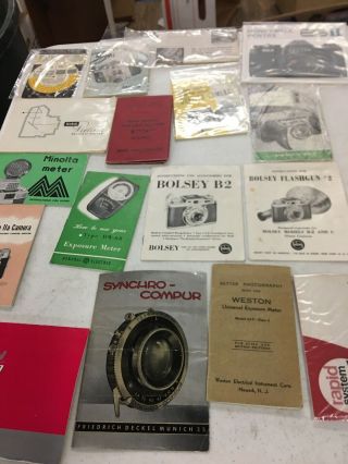 Approximately 60 Manuals For Vintage Cameras,  Lenses And Meters