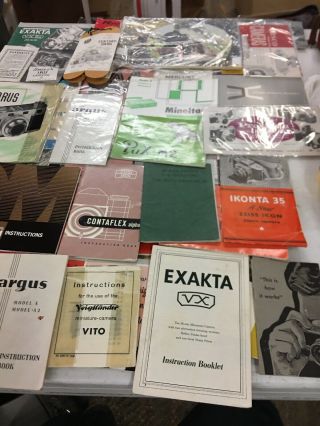 Approximately 60 Manuals For Vintage Cameras,  Lenses And Meters 3