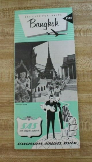 1967 Bangkok Thailand Vintage Sas City Portrait Vintage Travel Brochure Map