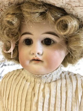 Unmarked Antique German/french Bisque Head Doll Leather Kid Body