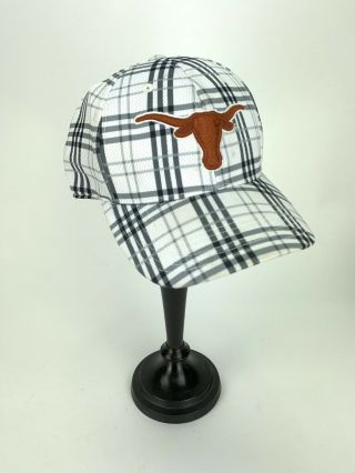 University Of Texas Longhorns Orange White Black Plaid Baseball Hat Cap Flexible