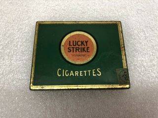 Vintage Lucky Strike Cigarette Tin Case Cigarette Tobacco Box W/ Fifty Stamp