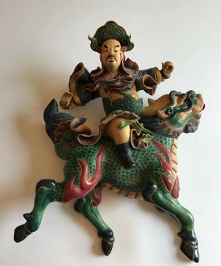 Antique Chinese Roof Tile 19th/20th Century Warrior Riding Horse/dragon