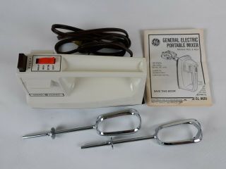 Vintage Retro Ge 3 - Speed Portable Hand Mixer Coffee Almond M24 Beaters Electric