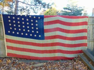 C.  1890 Large Antique Forty - Four Star American Flag - 6 X 11 Feet