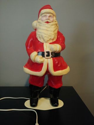 Vintage 17 Inch Old Hard Plastic Blow Mold Christmas Santa Light Up