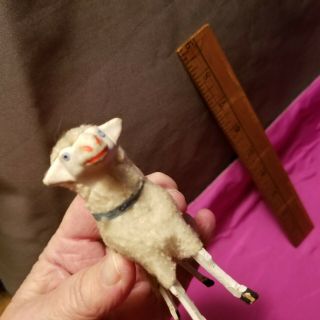 Antique German Putz Large Stick Leg Wooly Sheep Signed Vtg Nativity Christmas Nr