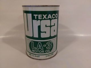 Vintage Texaco Ursa La - 3 One Quart Oil Can Full Graphics 1972