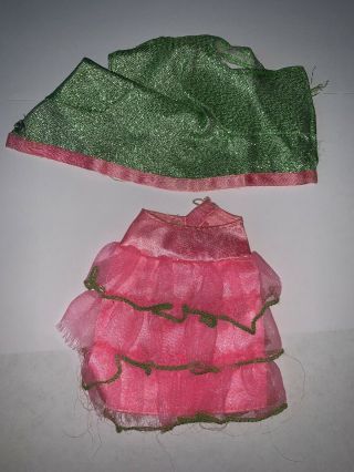 Vintage Barbie Clothing 1960s 1970s Green Pink Outfit