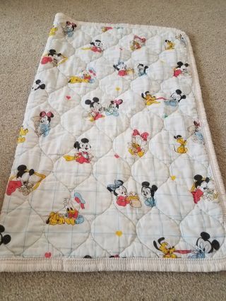 Vintage Disney Mickey Minnie Mouse Goofy Baby Crib Comforter