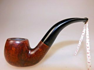 No Brand Name Bent Fat Apple Shape Briar Pipe Hard Rubber Stem Made In 30’s