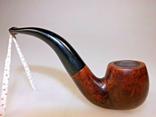 No Brand Name Bent Fat Apple Shape Briar Pipe Hard Rubber Stem made in 30’s 2