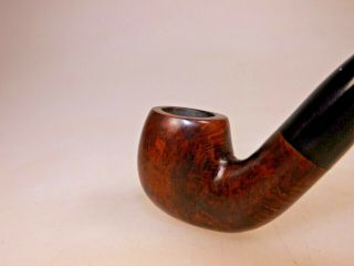 No Brand Name Bent Fat Apple Shape Briar Pipe Hard Rubber Stem made in 30’s 3