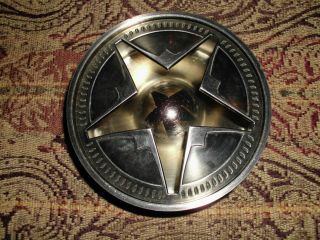 Marlboro 2 Piece Silver Star Round Brushed Metal Stainless Steel Heavy Ashtray