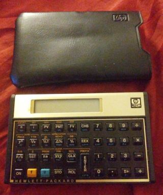 Vintage Hp Hewlett Packard 12c Financial Calculator W/ Leather Pouch Case
