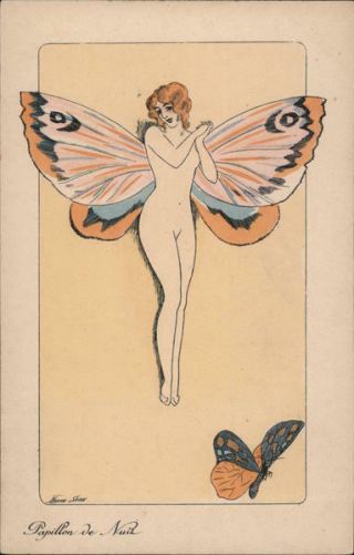 Xavier Sager Nude Woman With Butterfly Wings Series 589 Fantasy Postcard Vintage