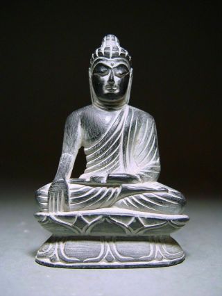 A Stone Meditating Tibet Sakyamuni Buddha.  Gray Slate.  Tibetan Art.  Early 20th C