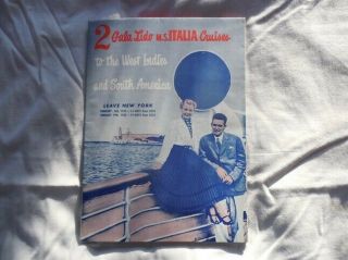 Vintage Cruise Brochure Of The M.  S.  Italia 1955