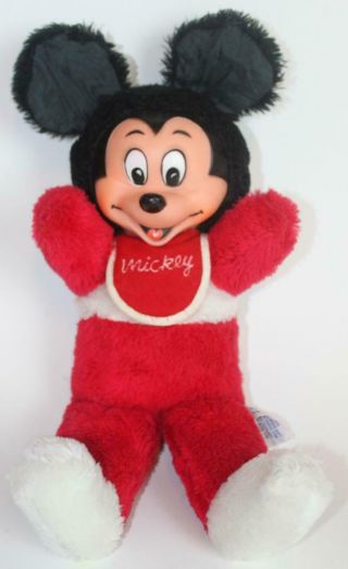 Walt Disney Productions Vintage Souvenier 1970s Mickey Mouse 14 " Plush Doll Toy