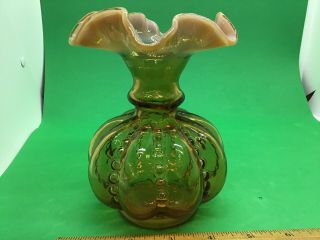 Vintage Fenton Beaded Melon Brown Opalescent Bud Vase